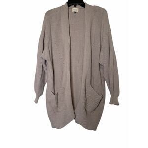 Universal Thread Grey Beige Oversized Knit Cardigan Pockets Large One Size